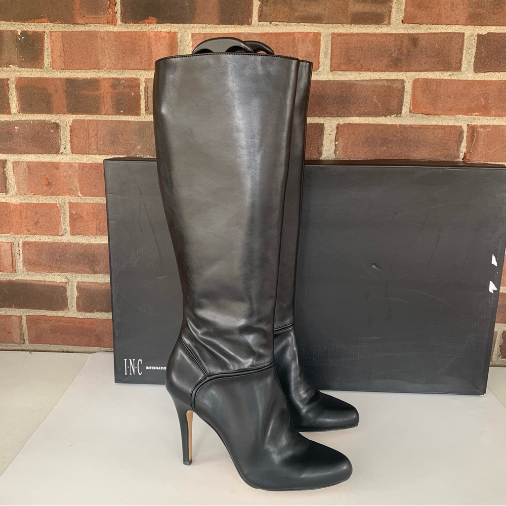 INC International Concept Taisa Black Stiletto Heel Knee-High Boots US 8.5 M